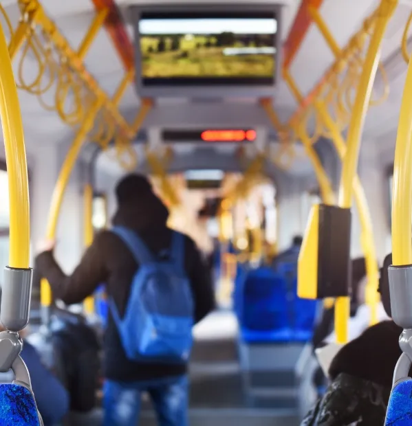 Inside of bus. If you've been hurt in a bus accident, our bus crash lawyer in Bryan & College Station can help you recover compensation you deserve.